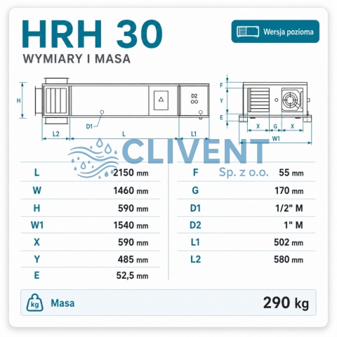 Wymiary centrali kompaktowej LMF CLIMA